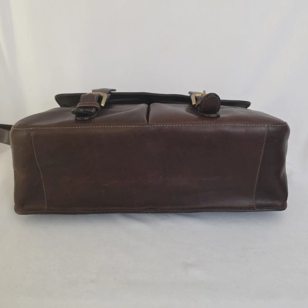 Wilsons Pelle Studio Italian Leather Satchel Briefcase Brown Messenger Bag Y2K